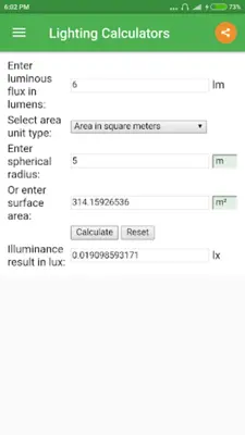 Lighting Calculators android App screenshot 1