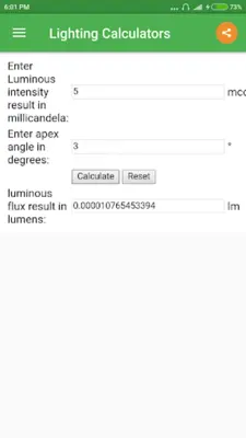 Lighting Calculators android App screenshot 2