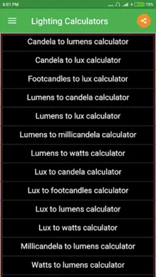 Lighting Calculators android App screenshot 3